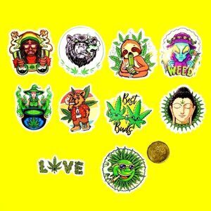 3/$20 Brand New 10x Green Funny Graphic Waterproof Stickers #1